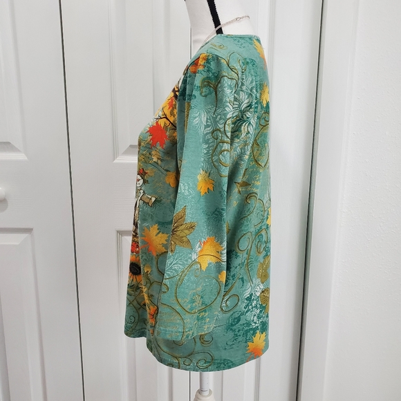 I.B.Diffusion Green Autumn Scene Shirt, Size Large - Picture 3 of 9